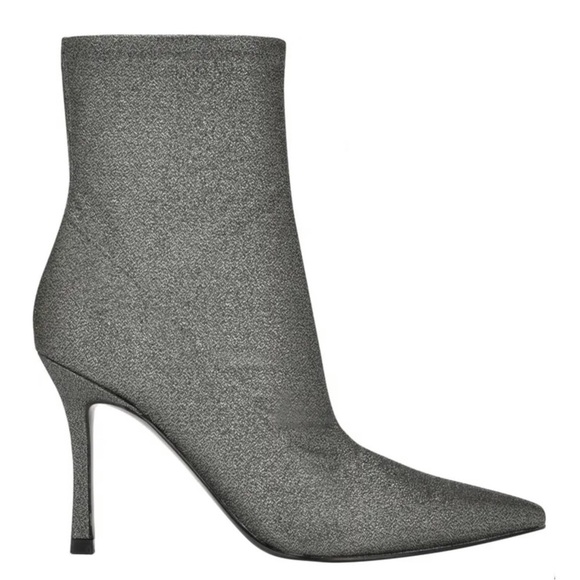 MARC FISHER Pewter Black Shimmer Glitter Kellen Heeled Bootie Size 10M NWOT - Picture 7 of 14